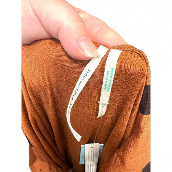 Anthropologie Maeve Midi Dress Ruched Polka Dot Jersey Brown Black Plus Size 1X - Picture 12 of 16